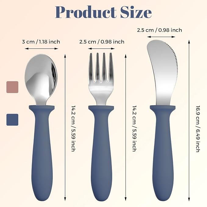 Pimoys 6 Pieces Toddler Utensils Forks, Spoons and Knives, Kids Silverware Set - Image 2