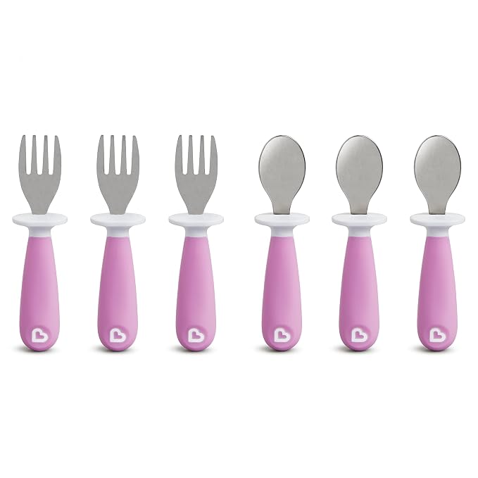 Munchkin® Raise™ Toddler Fork and Spoon Utensil Set, Rest Keeps Tip Off Table by Munchkin