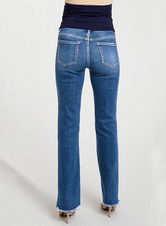 BLENCOT Maternity Jeans for Women Over Belly Pregnancy Pants Comfy Pregnant - Image 6