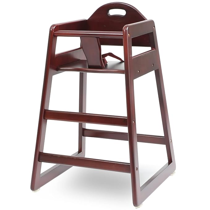 Wooden High Chair for Baby & Toddler – Restaurant-Style Stackable HighChair by LA+Baby+