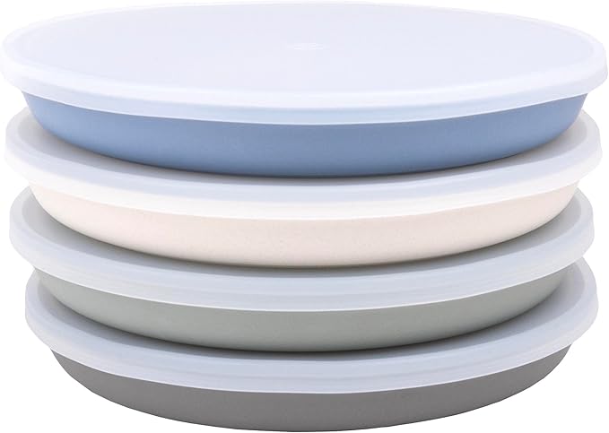 WeeSprout Bamboo Plates with Silicone Lids, Kid-Sized Dinnerware, Leftovers & by WeeSprout