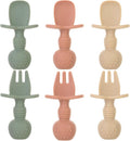 6 Pack Baby Spoons and Forks Set, Silicone First Stage Self Feeding Infant by Eascrozn
