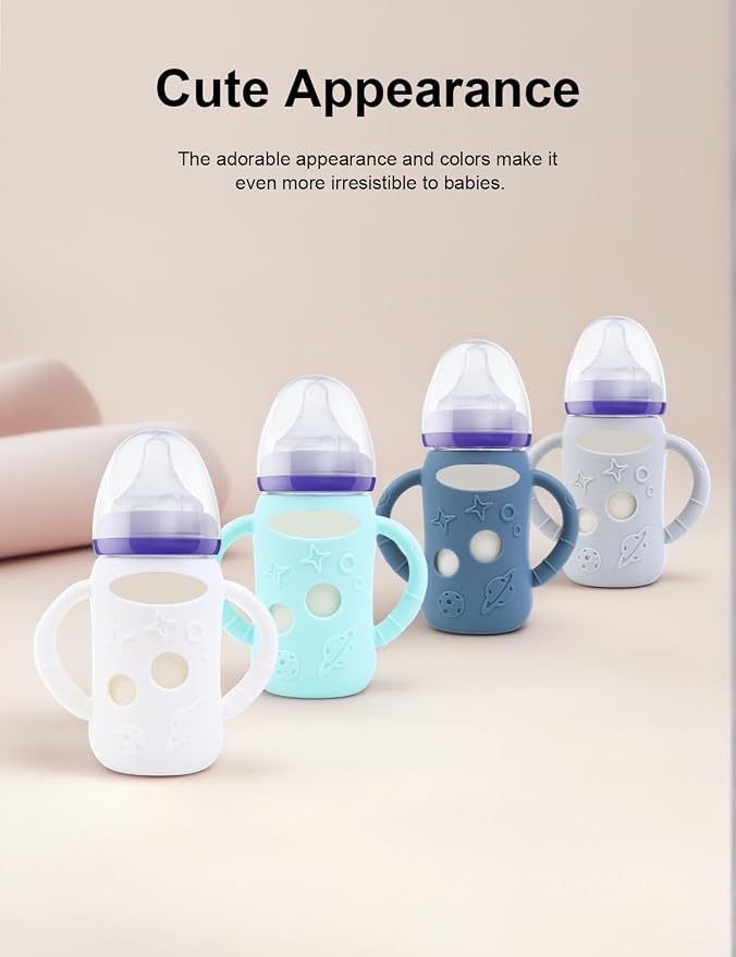 ZCH 4-Pack Silicone Sleeves for Lansinoh Glass Bottles, BPA-Free Drop-Resistant - Image 6
