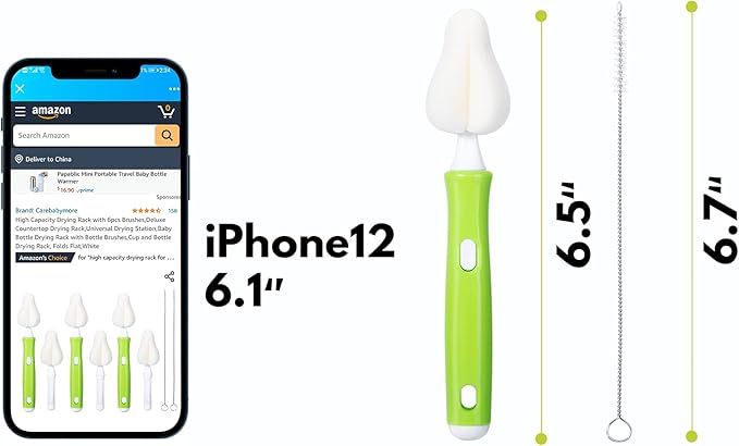 8 Piece Sponge Nipple Bottle Brushes, Baby Bottle Brush - Image 7