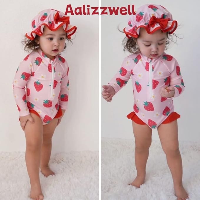 Aalizzwell Baby Girls Long Sleeve One Piece Swimsuit - Image 2