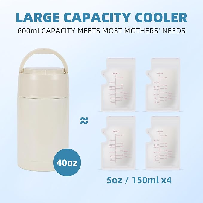 Portable Breast Milk Cooler, Stainless Steel Breastmilk Storage Keeps - Image 2