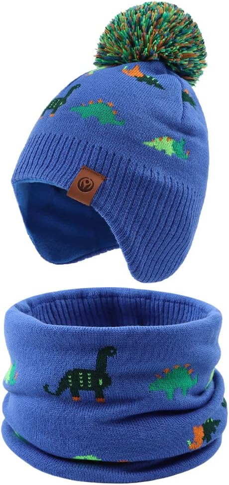 JANGANNSA Knitted Baby Hat Scarf Set Winter Warm Boys Girls Beanie Fleece by JANGANNSA