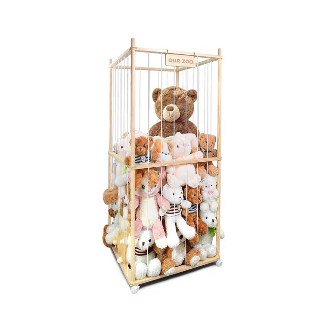 Stuffed Animal Zoo Storage Cage Wooden, Space Save Toy Organizer, Extra Large by Unknown
