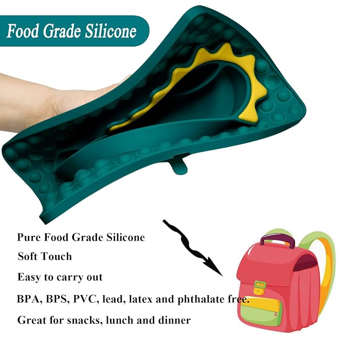 Silicone Toddler Dinosaur Feeding Placemat Set - Image 6