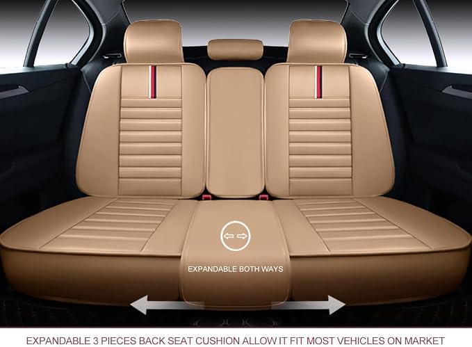 OASIS AUTO Car Seat Covers Premium Waterproof Faux Leather Cushion Universal - Image 8