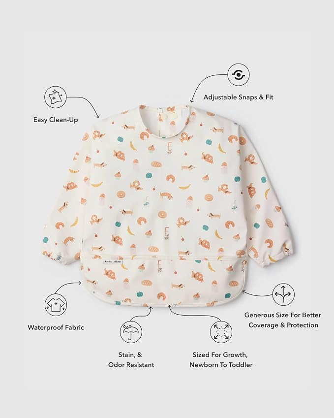 Loulou Lollipop Long Sleeve Mess Free Waterproof Bibs, - Image 2