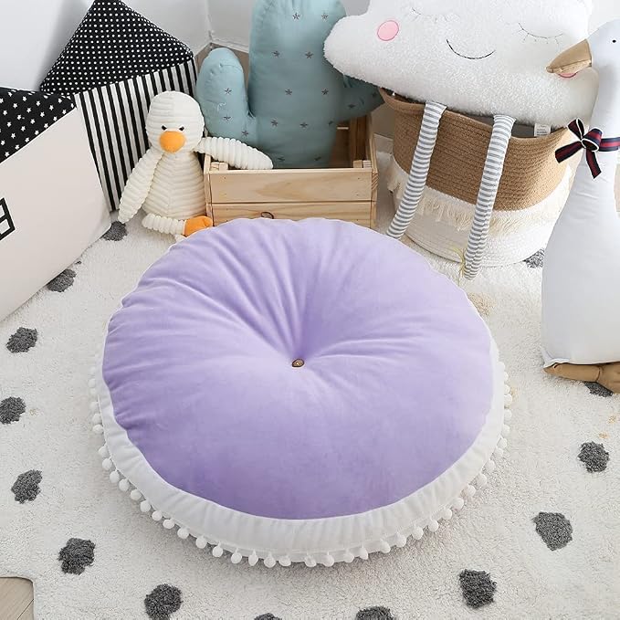 Large Floor Pillow Kids Round Floor Cushion Seating, 35 inches Big Circle Pillow - Image 6