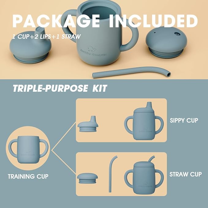 Cuddle Campus Sippy Cups 7OZ, Baby Cups, Shatterproof Silicone Straw Cup - Image 2
