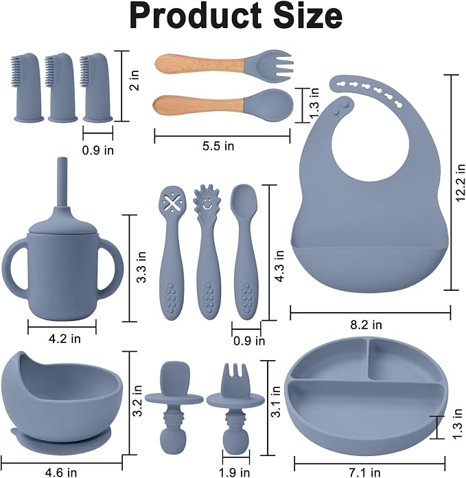LITTLE RAWR Silicone Baby Feeding Set 14 Pcs, Baby Led Weaning Supplies - Image 7