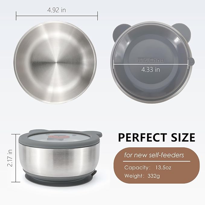 MR. CHOU Baby Bowls with Non-Slip Silicone Suction Cup, Insulated Double-Layer - Image 8