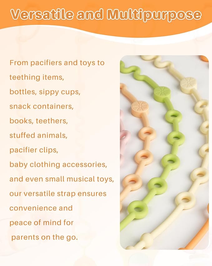 Toy Straps for Baby, Adjustable Toy Holder for Stroller Accessories, Silicone - Image 4