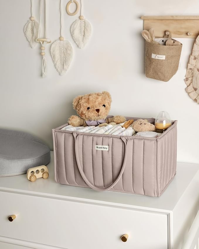 Blissful Diary Baby Diaper Caddy Organizer, Stylish Storage Basket - Image 7