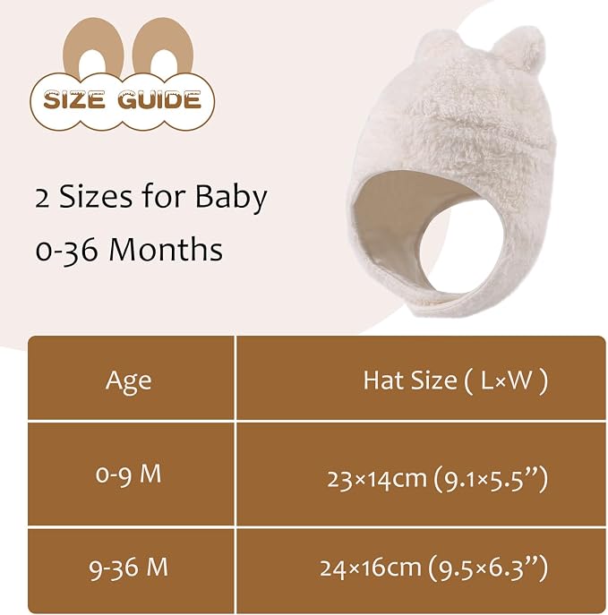 Bear Baby Winter Hat Toddler Earflap Beanie Unisex Infant Snow Cap Warm Fleece - Image 5