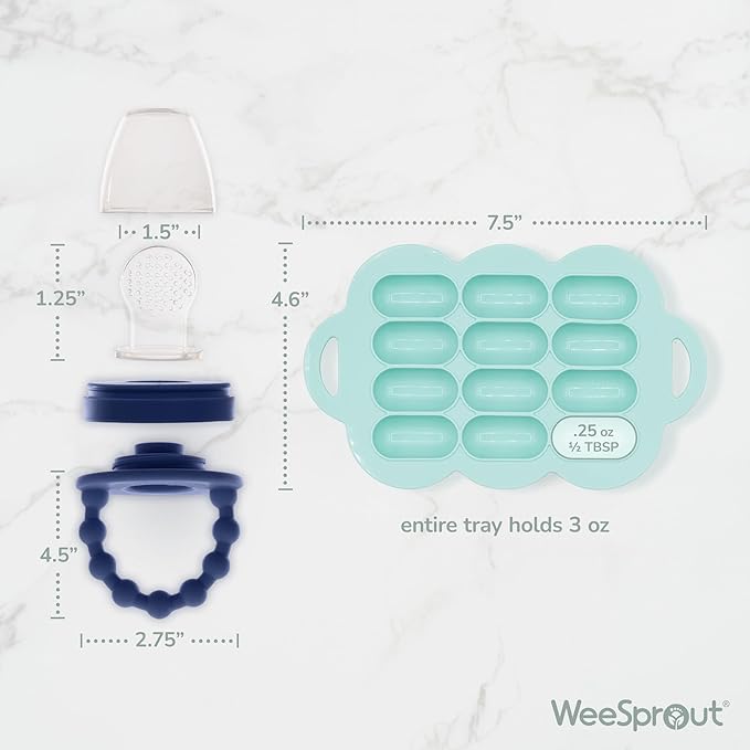 WeeSprout Silicone Baby Food Feeders + Freezer Tray - Image 2