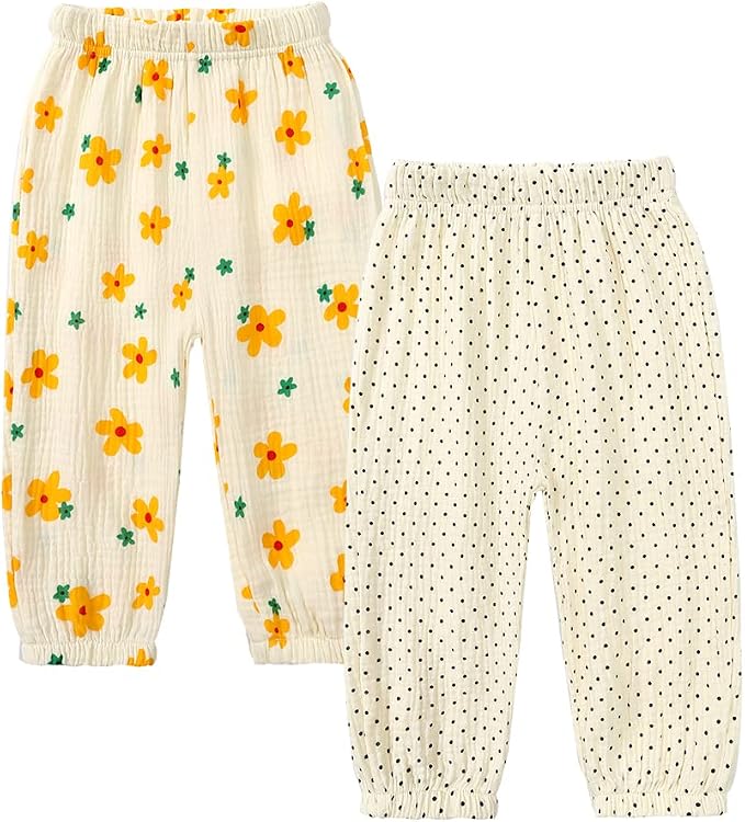 MYGBCPJS Baby Boys Girls Cotton Linen Trousers Kids Casual Ankle Pants Loose by MYGBCPJS