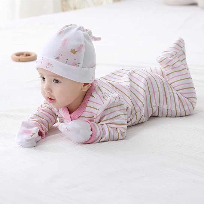 Baby Hat and Mittens Set Newborn Baby Hats Caps - Image 5