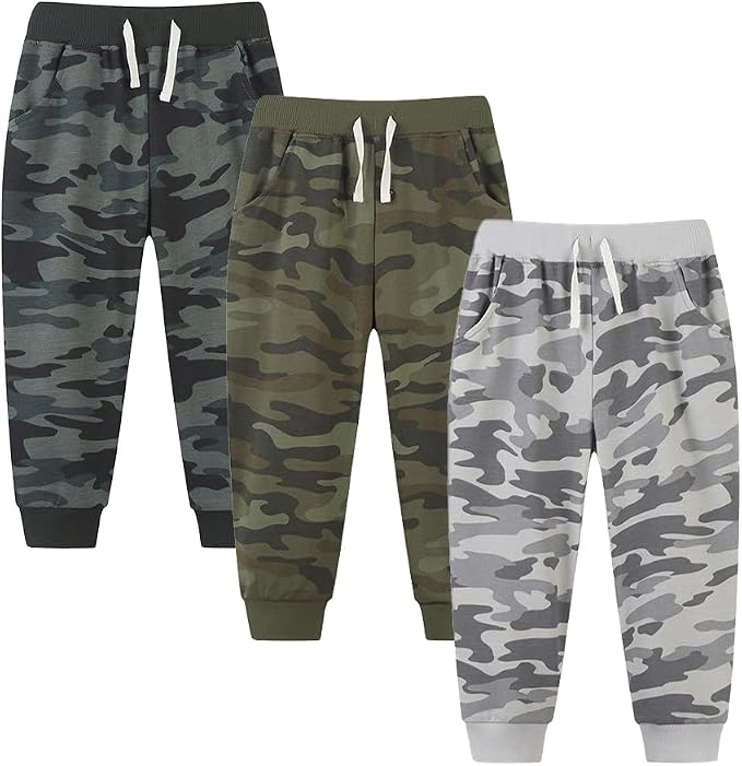 Boys Pants, Toddler 3 Pack Drawstring Elastic Sweatpants Cartoon Active Joggers by WelcometoYookoom