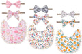 Baby Girls Floral Print Bibs, Reversible Burp Cloth Set by Esumun