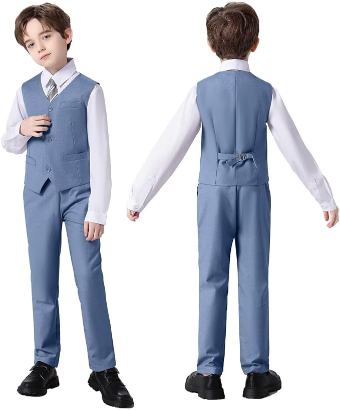 Boys Suit Set Slim Fit Kids Formal Suits Toddler Tuxedo Wedding Prom Classic - Image 6