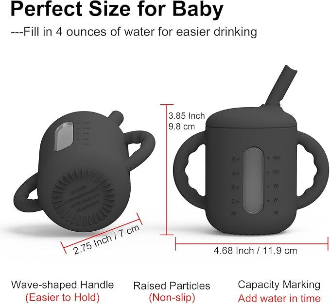 Seposeve 2 Pack Silicone Sippy Cups, Leak-Proof Baby Straw Cup - Image 6