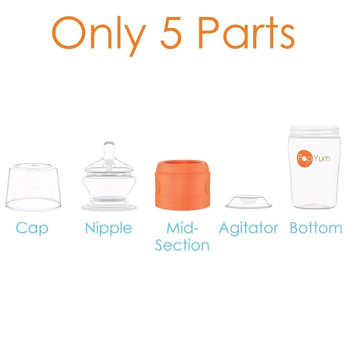 PopYum 9 oz Orange Anti-Colic Formula Making/Mixing/Dispenser Baby Bottle - Image 6