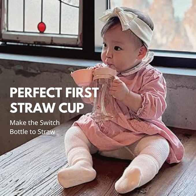 GROSMIMI Flip Top Spill Proof Sippy Cup, BPA Free, 10 oz, Stage 2 Straw - Image 2
