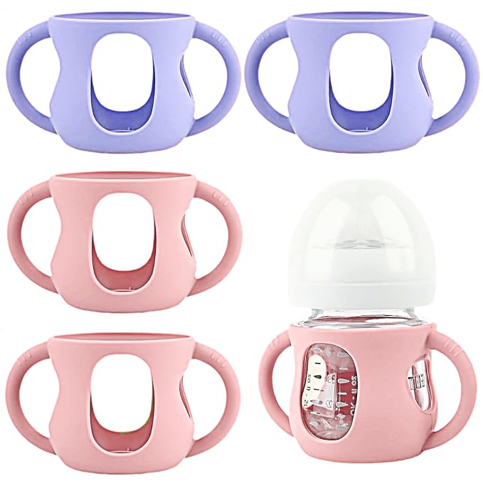 4 Pack Silicone Sleeves for Avent Natural Glass Baby Bottles, Silicone and by Unknown