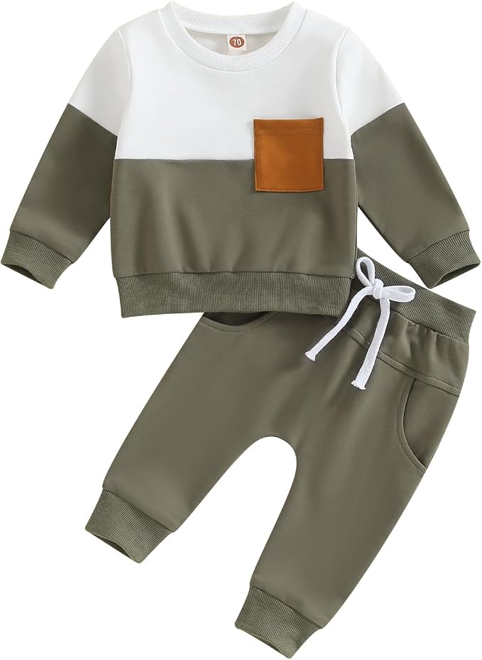Toddler Baby Boy Fall Outfits Long Sleeve Crew Neck Pullover Sweatshirt + by Lucikamy
