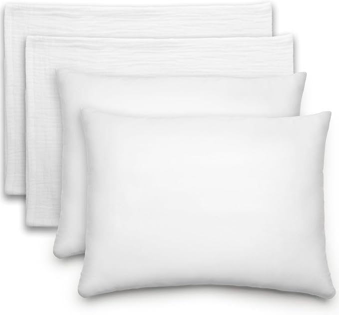 Comfy Cubs Toddler Pillow with Muslin Pillowcase, 13 x 18 in, 2 Pack by ComfyCubs