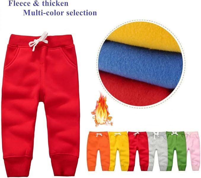 CuteOn Unisex Toddler Jogger Pants Kids Cotton Elastic Waist Winter Baby - Image 3