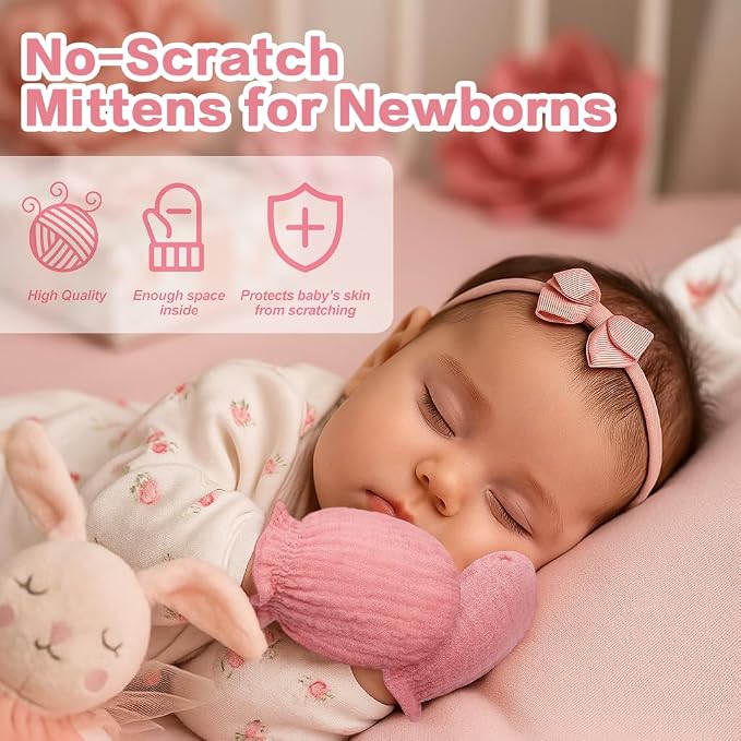 Pro Goleem Muslin Baby Mittens for Newborn, 100% Cotton No Scratch Soft - Image 2