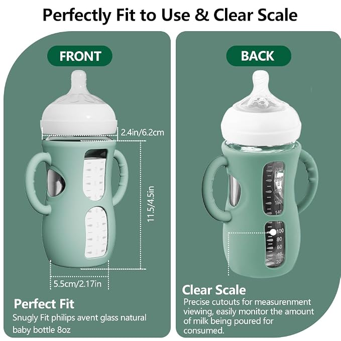 4 Pack Silicone Sleeves for Avent Natural Glass Bottles, Anti Breakage Baby - Image 4