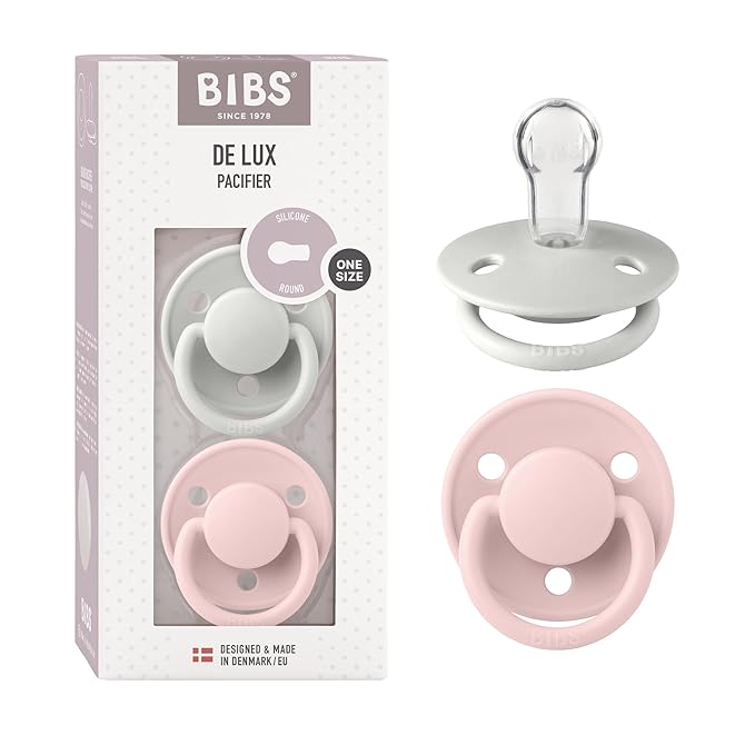 BIBS Pacifiers - De Lux Collection | BPA-Free Round Nipple | Silicone | Made in by BIBS