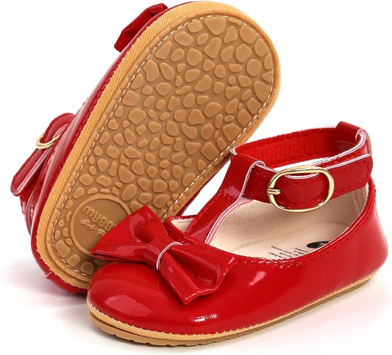 COSANKIM Baby Girls Mary Jane Flats Shoes Anti-Slip Rubber Sole Infant Toddler by COSANKIM