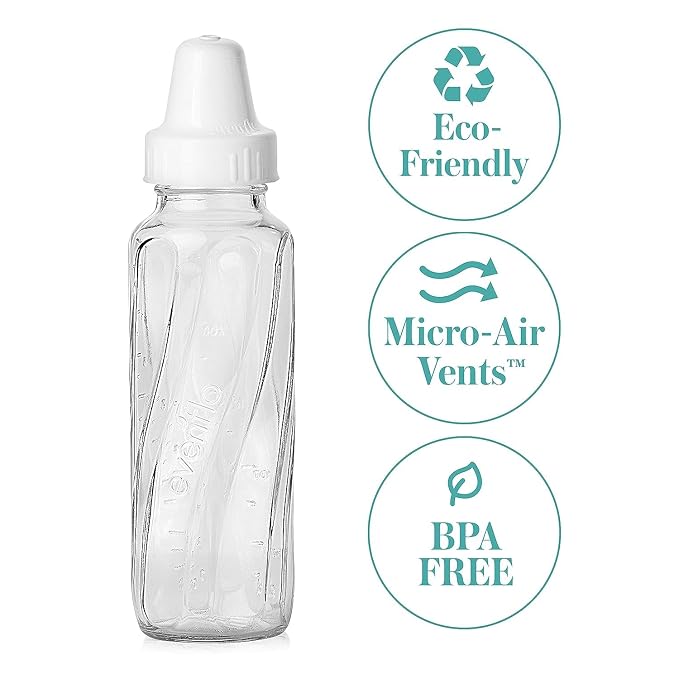Evenflo Feeding Classic Glass Bottle, Twist Bottles, 8 Oz - Image 2