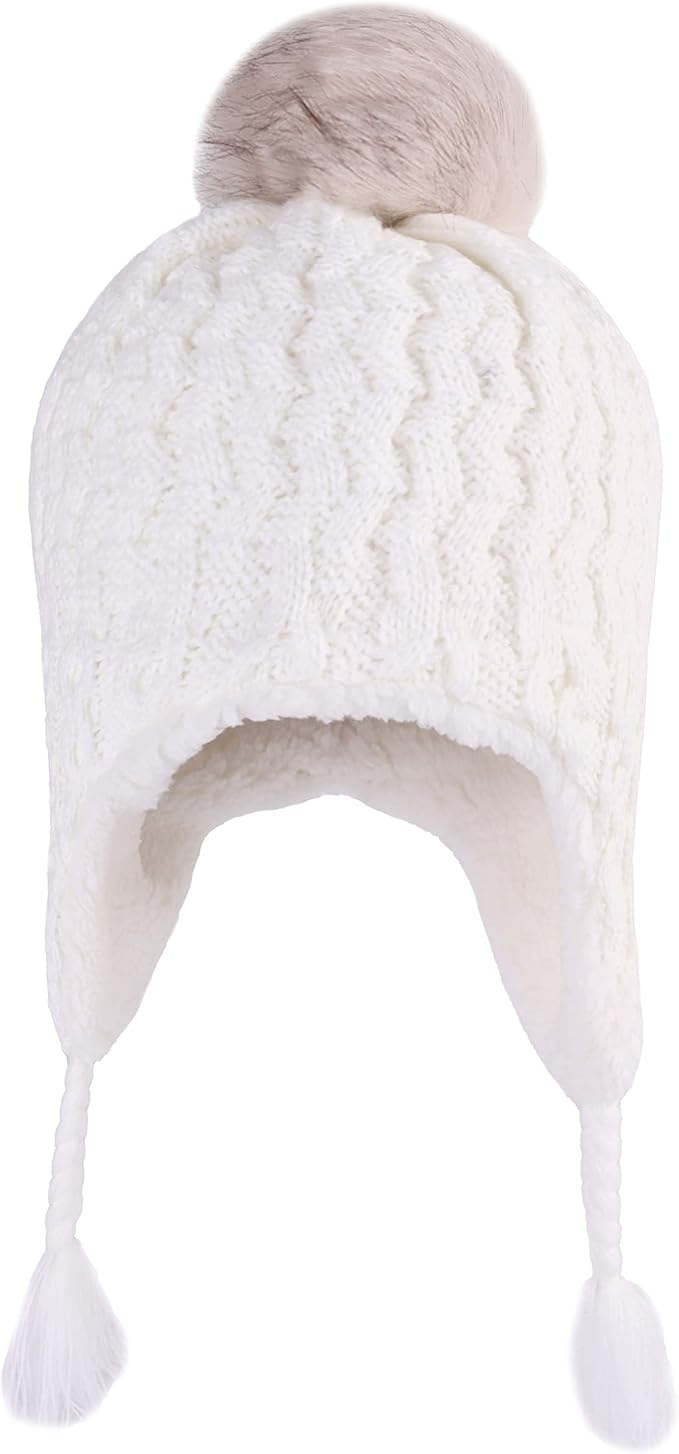 LANGZHEN Toddler Kids Infant Winter Hat, Earflap Knit Warm Cap Fleece Lined - Image 2