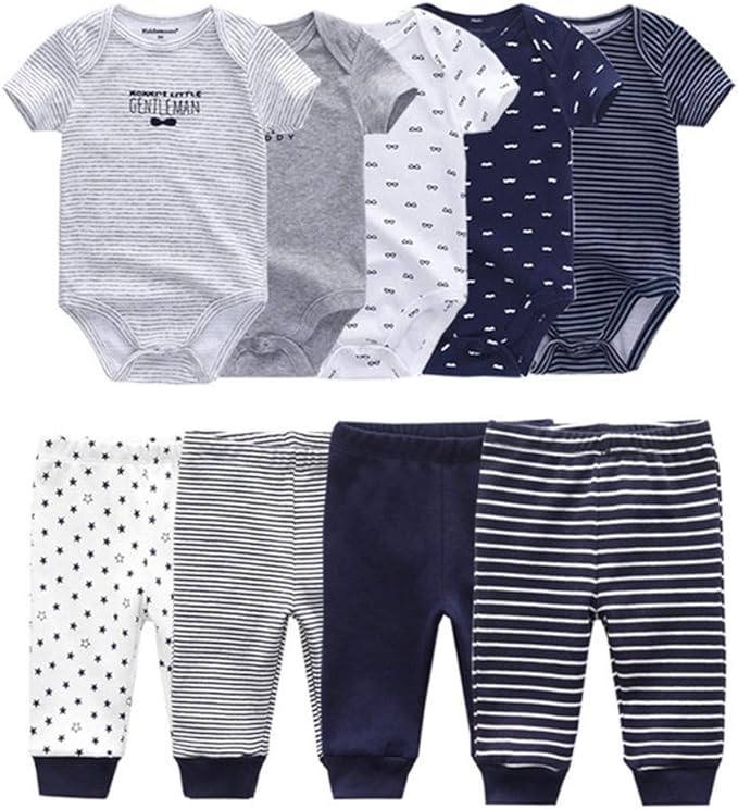 Baby Layette Set Baby Boys' 9-Piece Bodysuits Pants Set Toddler Girl Boy Unisex by Kiddiezoom