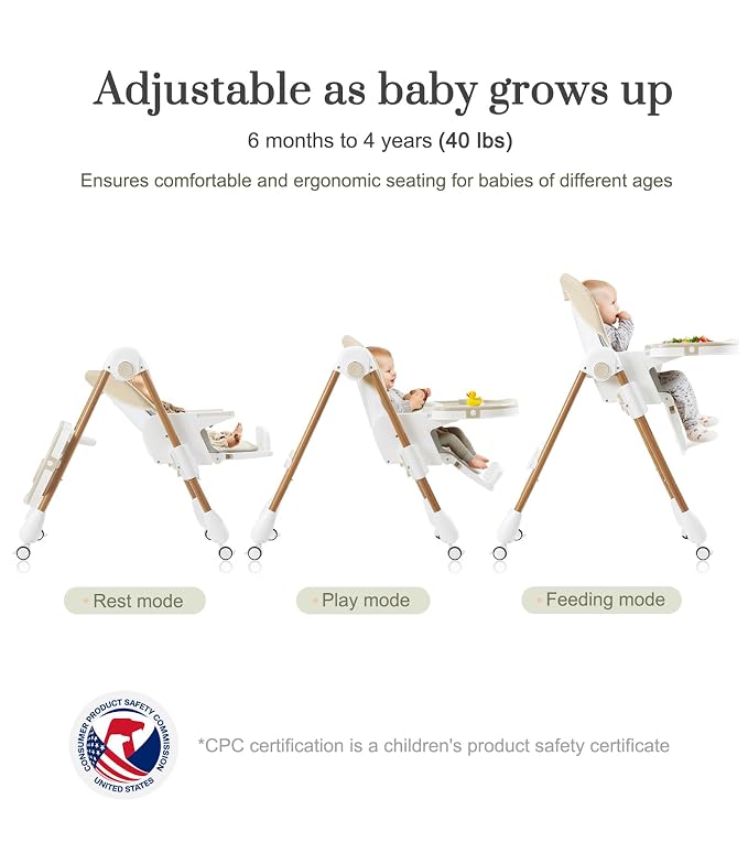 Mallify Foldable High Chairs for Babies and Toddlers, 3-in-1 Convertible Baby - Image 6