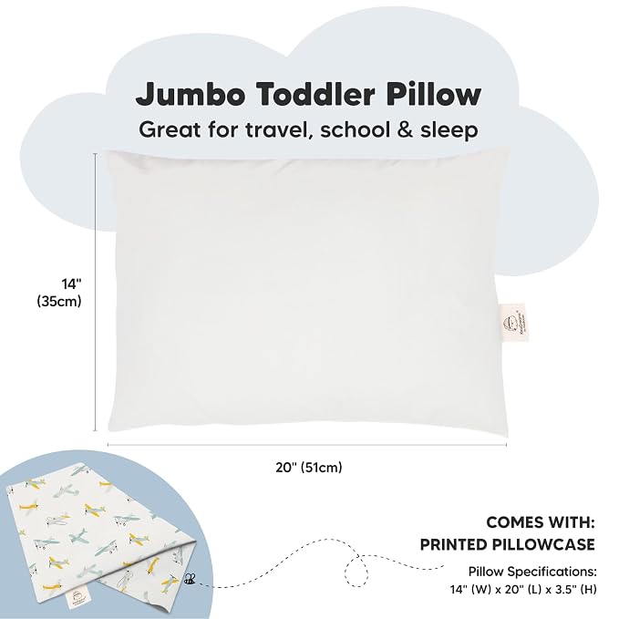 KeaBabies Toddler Pillow with Pillowcase, Jumbo 14X20 - Image 3