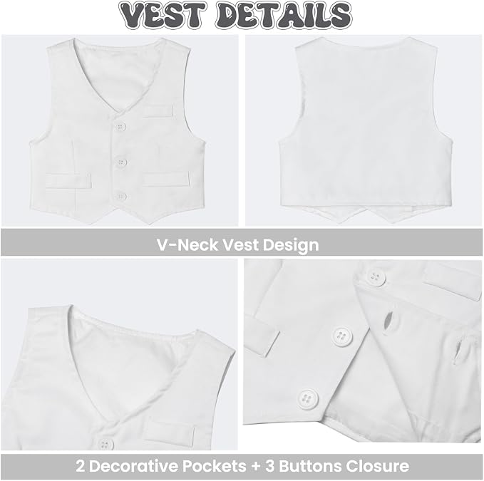 Baby Boy Clothes Suits Infant Gentleman Wedding Outfit Formal Dress Shirt Vest - Image 6
