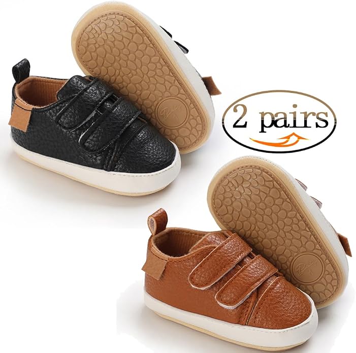 2Pairs Baby Shoes, Boys Girls Non-Slip Rubber Sole Sneakers, Unisex Infant Soft - Image 3
