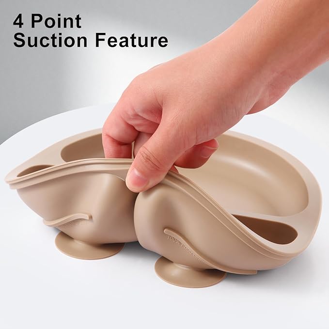 Silicone Baby Feeding Set, 2 Pack Divided Baby Plates - Image 5