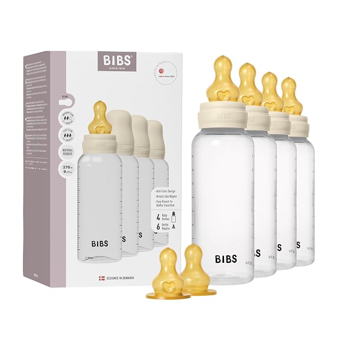 BIBS Baby Bottle 270 ml Latex Nipple 4 Pack by BIBS