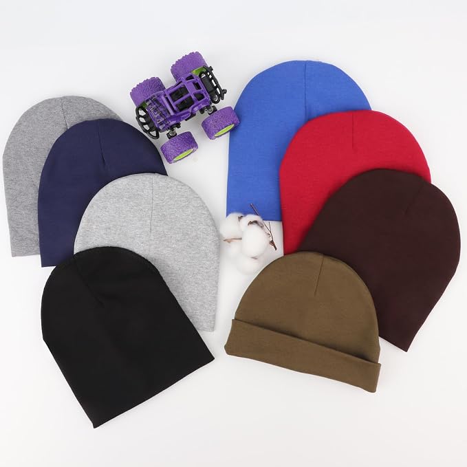 DRESHOW BQUBO 8 Pack Unisex Baby Beanie Hat Infant Toddler Kid Hats Baby Soft - Image 5