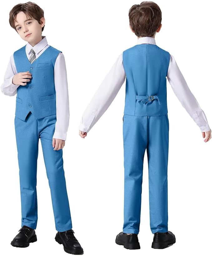 Boys Suit Set Slim Fit Kids Formal Suits Toddler Tuxedo Wedding Prom Classic - Image 6